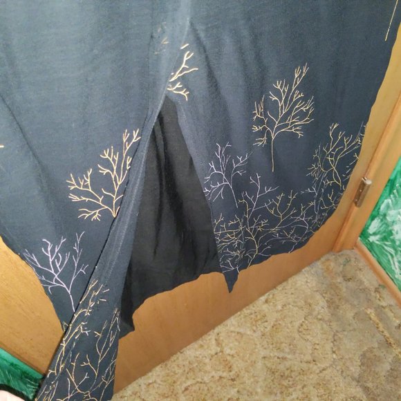 Long Black Dress with Tree Pattern, Sequins on front - Picture 8 of 9